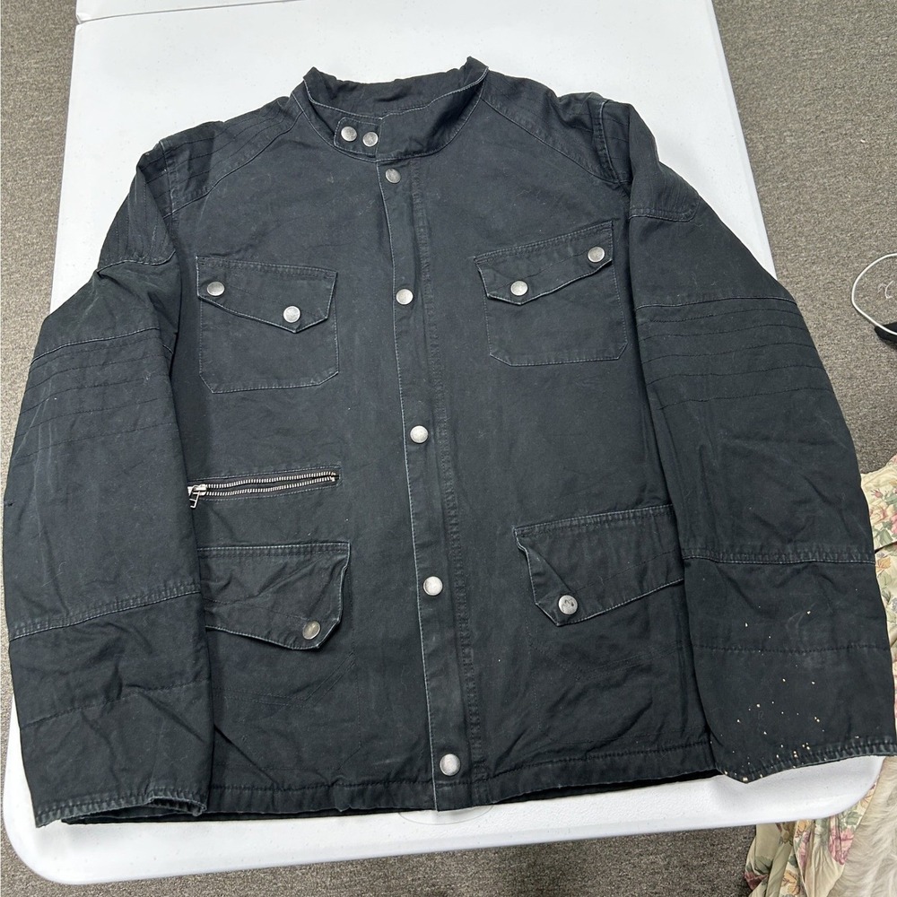 Converse One Star Field Jacket Mens XL Black Military Utility Moto Canvas B3